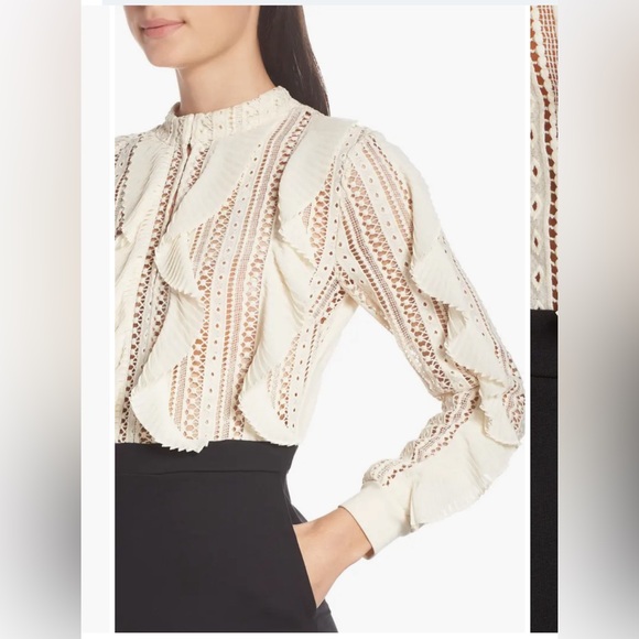 NWT French Connection | Patricia Lace Dress with Ruffles | Size 2 - Picture 3 of 10